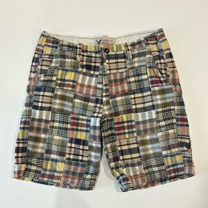 Vintage American Eagle Shorts Mens 36 Multicolor Patchwork Plaid Classic Length